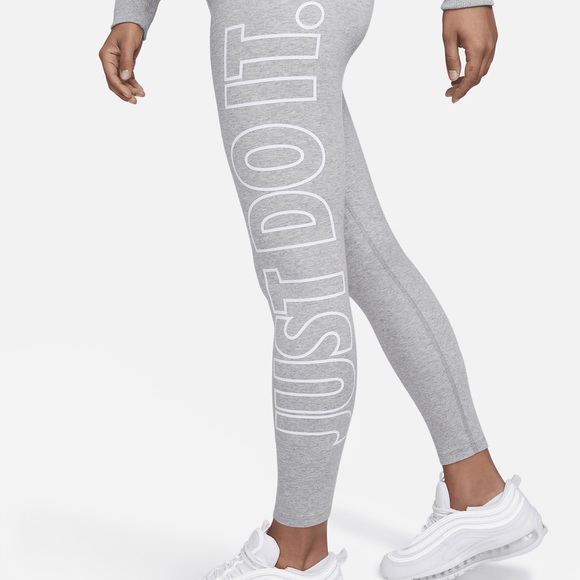 Nike Pants - Nike Light Gray Leggings with White 'JUST DO IT' Side Logo